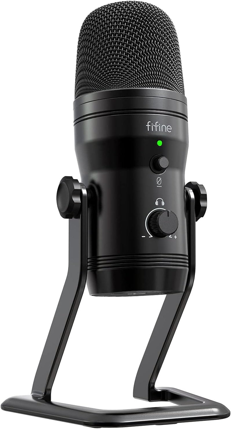 FIFINE USB Studio Recording Microphone Computer Podcast Mic for PC, PS4, Mac with Mute Button & Monitor Headphone Jack, Four Pickup Patterns for Vocals Youtube Streaming Gaming ASMR Zoom-Class (K690)