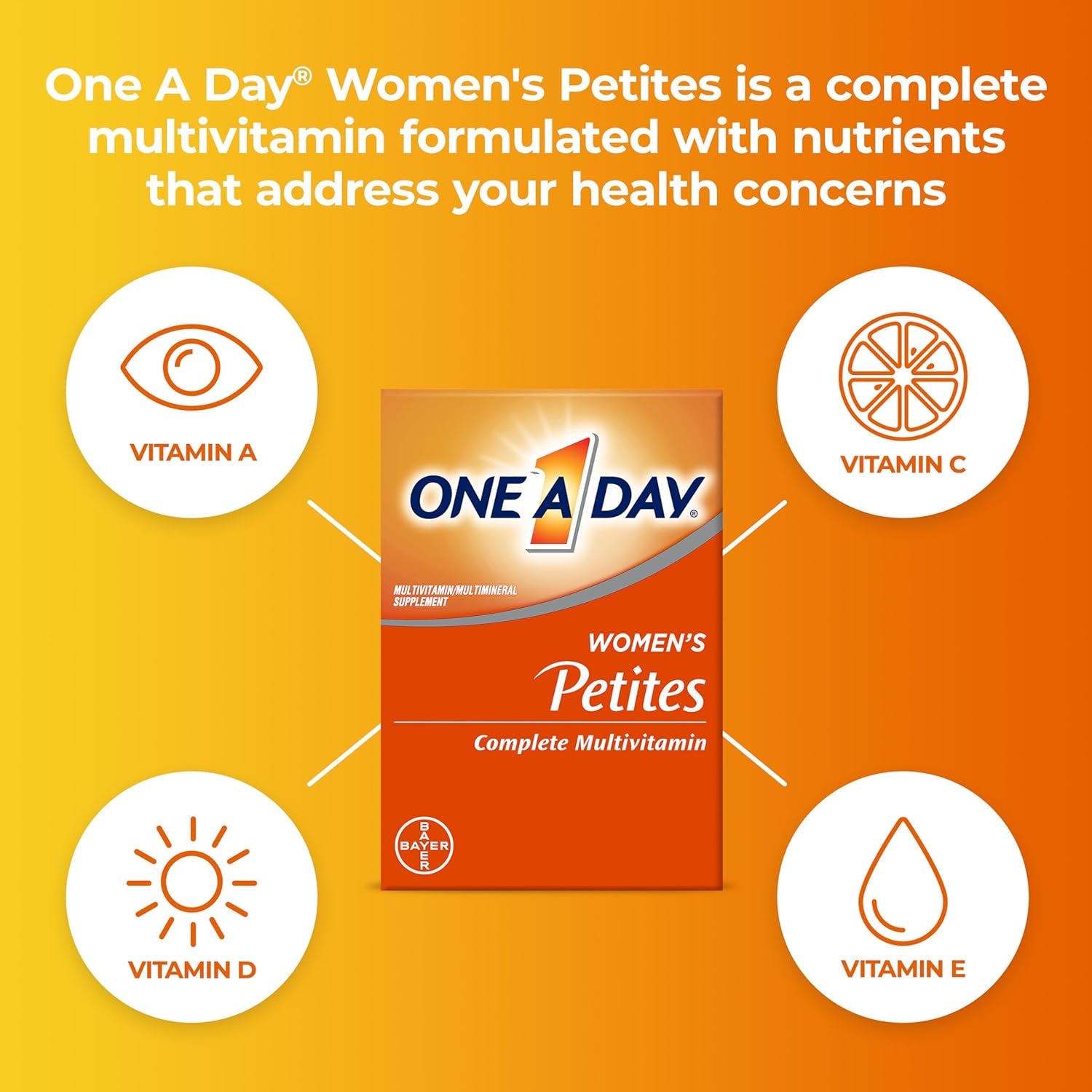 One a Day Women’S Petites Multivitamin,Supplement with Vitamin A, C, D, E and Zinc for Immune Health Support, B Vitamins, Biotin, Folate (As Folic Acid) & More,Tablet, 160 Count