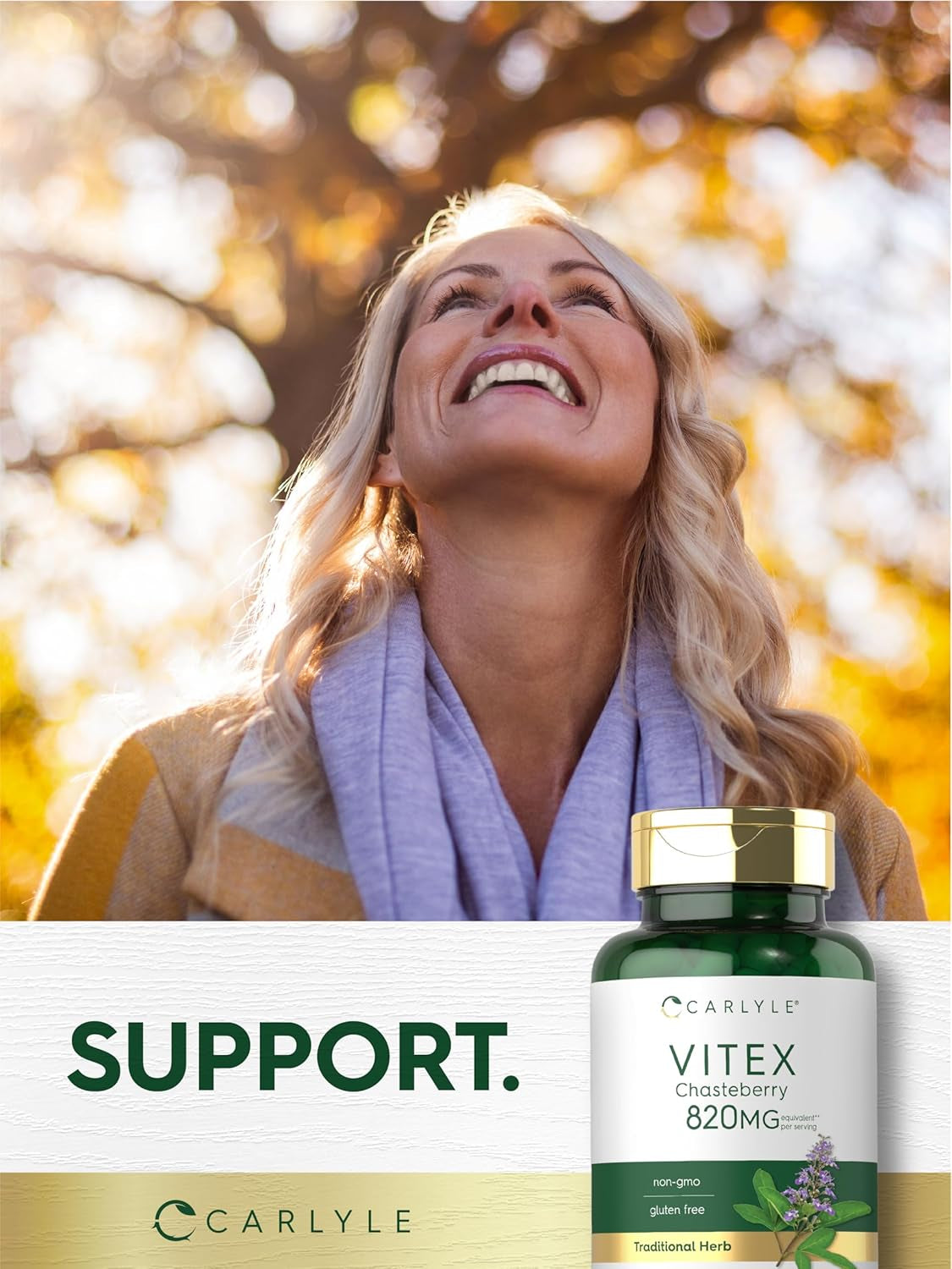 Carlyle Vitex Chasteberry Supplement | 820Mg | 150 Capsules | Vitex Agnus-Castus Fruit for Women | Non-Gmo, Gluten Free