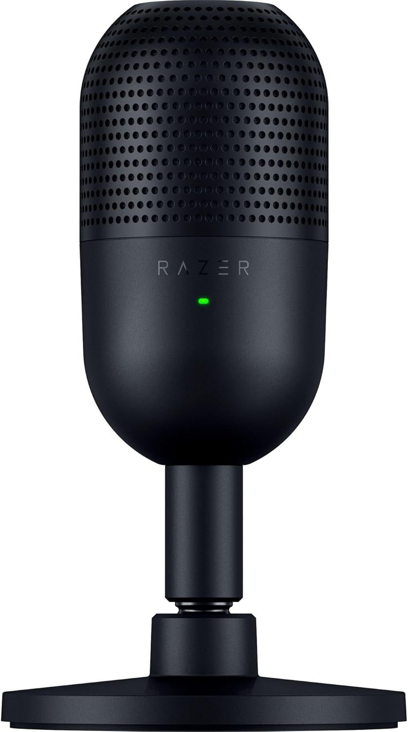 Razer Seiren V3 Mini USB Microphone: Condenser Mic - Supercardioid Pickup Pattern - Tap-To-Mute Sensor with LED Indicator - Shock Absorber - Ultra Compact - PC, Discord, OBS Studio, Xsplit - Black