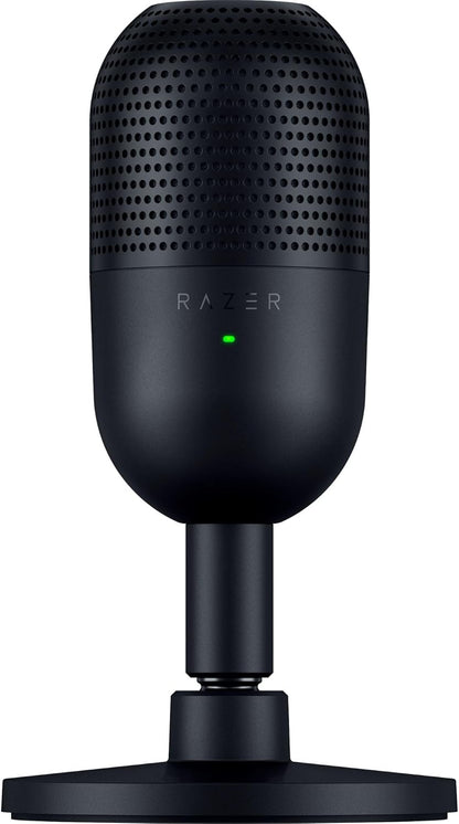 Razer Seiren V3 Mini USB Microphone: Condenser Mic - Supercardioid Pickup Pattern - Tap-To-Mute Sensor with LED Indicator - Shock Absorber - Ultra Compact - PC, Discord, OBS Studio, Xsplit - Black