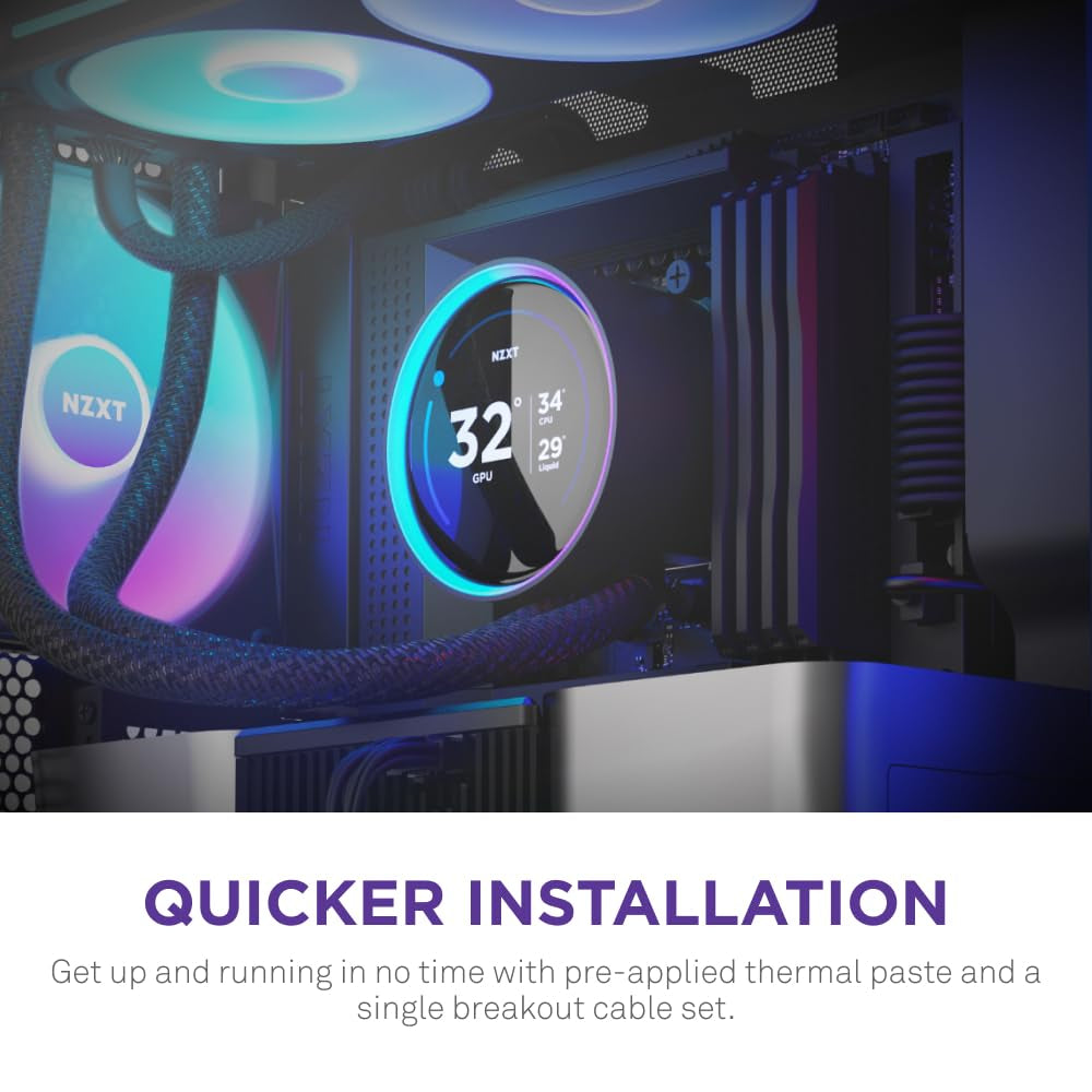 NZXT Kraken Elite 360 RGB 2024 - AIO CPU Liquid Cooler - 360Mm Radiator - F360 RGB Core Fan - Customizable 2.72" IPS LCD - NZXT Turbine Pump - AMD® AM5, AM4 - Intel® LGA 1851/1700, 1200/115X - Black