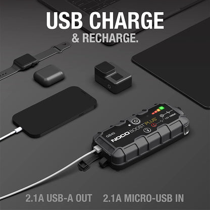 NOCO Boost plus GB40 1000A Ultrasafe Car Battery Jump Starter, 12V Battery Pack, Battery Booster, Jump Box, Portable Charger and Jumper Cables for 6.0L Gasoline and 3.0L Diesel Engines