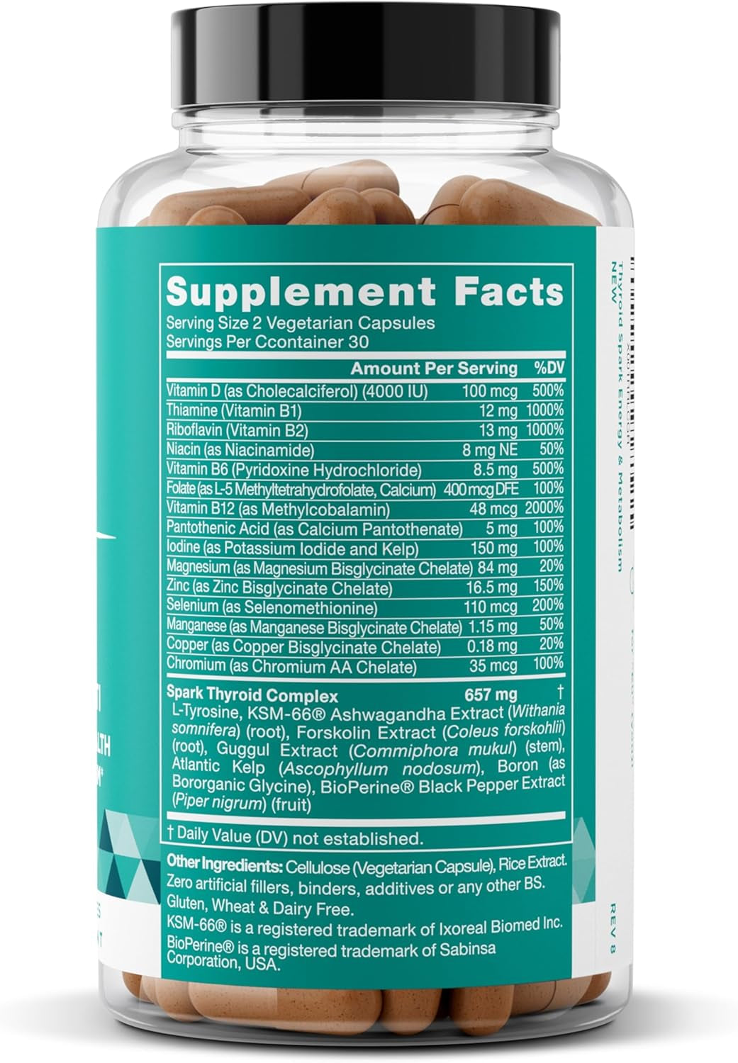 Spark Energy Support – Thrive, Naturally Fight Fatigue, Balance Hormones, Promote Focused Energy – Zinc, Selenium, Iodine – 60 Vegetarian Soft Capsules