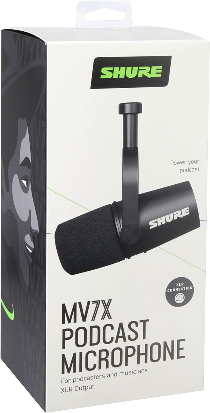Shure MV7X Microphone - XLR Only Pro Quality Dynamic Mic for Podcasting & Vocal Recording, Voice-Isolating Technology, All Metal Construction, Mic Stand Compatible, Optimized Frequency - Black