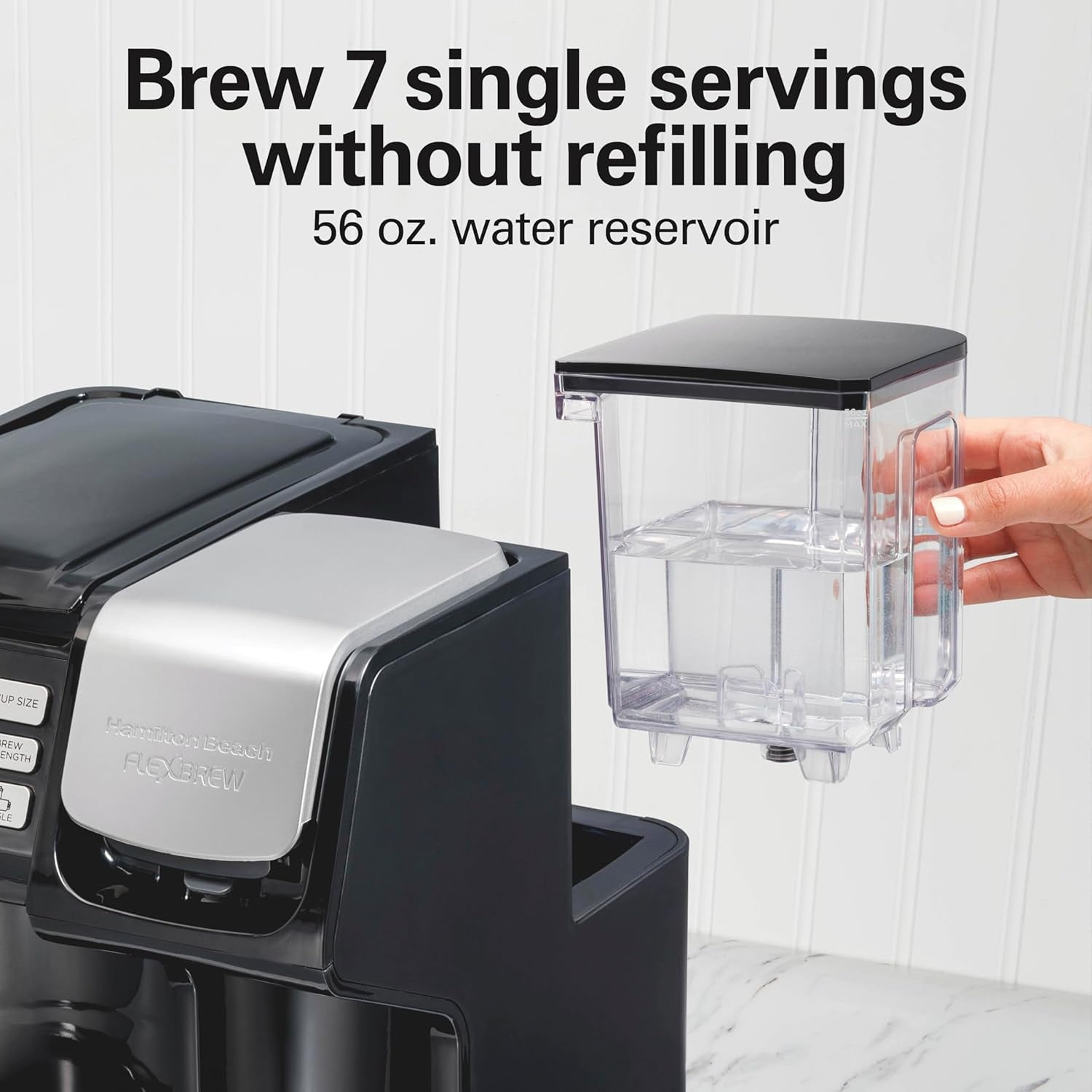 Hamilton Beach Flexbrew Trio 2-Way Coffee Maker, Compatible with K-Cup Pods or Grounds, Combo, Single Serve & Full 12C Pot, Black - Fast Brewing (49902)