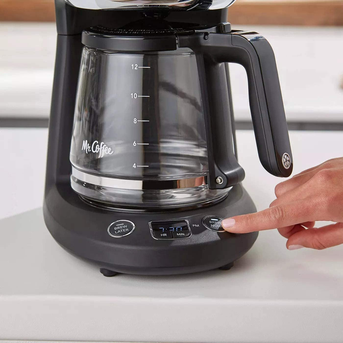 Mr. Coffee 12-Cup Programmable Coffeemaker, Brew Now or Later