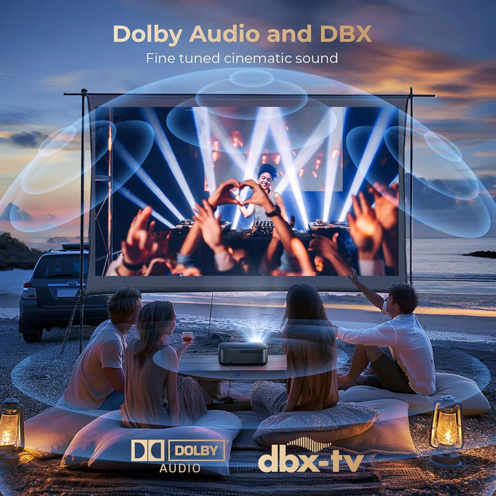 [1000 ANSI & Audio by DBX-TV] Alvar 4K Projector with Wifi 6 and Bluetooth, Netfiix Certified & Doiby Audio, Auto Focus and Auto Keystone Native 1080P Smart Projector with HDR10+, 30W Speakers, Black