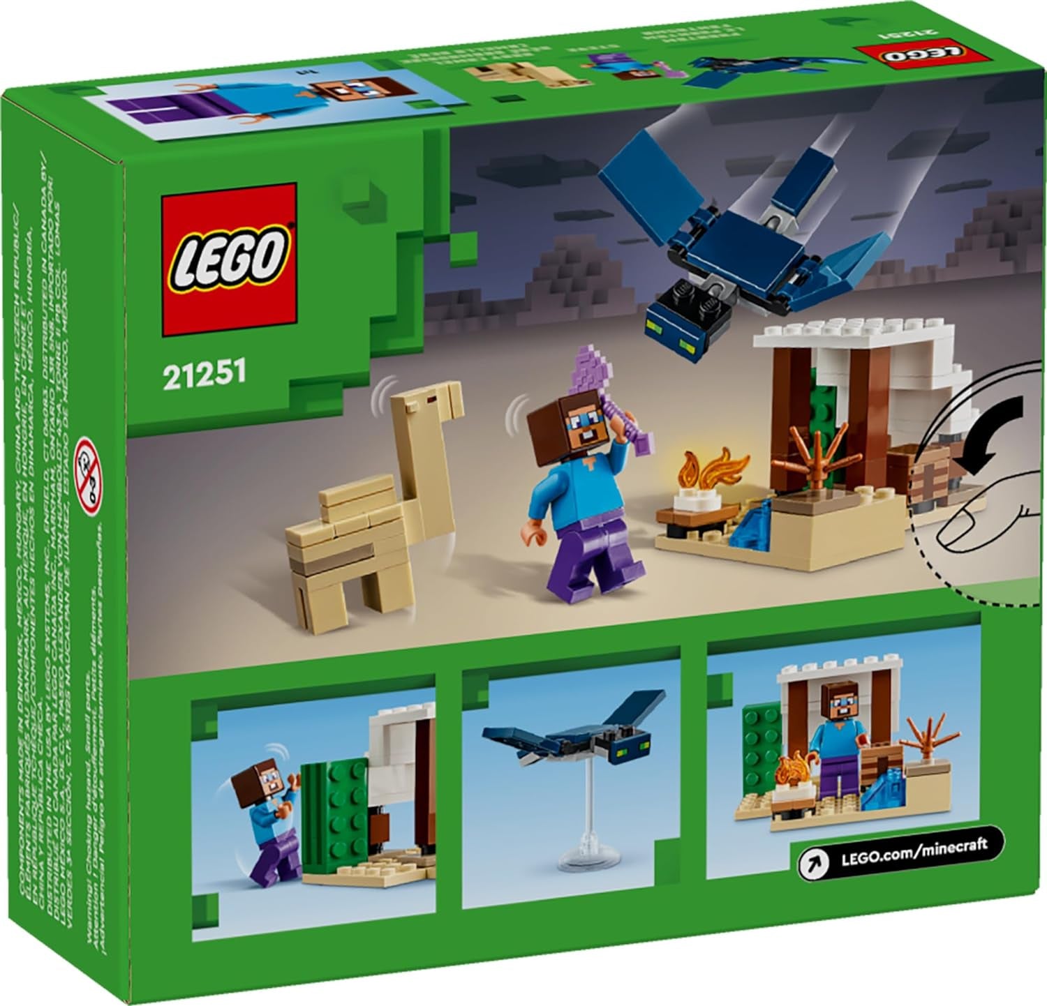 LEGO Minecraft Steve'S Desert Expedition Building Toy, Biome with Minecraft House and Action Figures, Minecraft Gift for Independent Play, Gaming Playset for Boys, Girls and Kids Ages 6 and Up, 21251