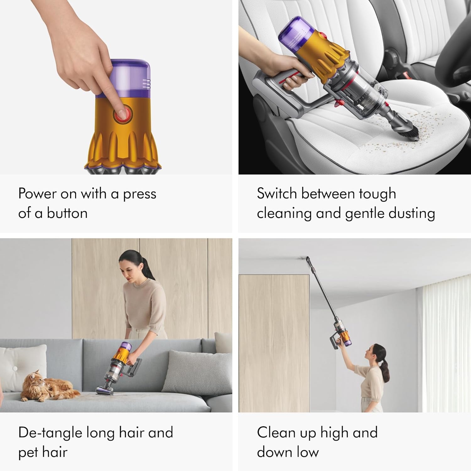 Dyson V12 Detect Slim Cordless Vacuum Cleaner,Yellow/Iron