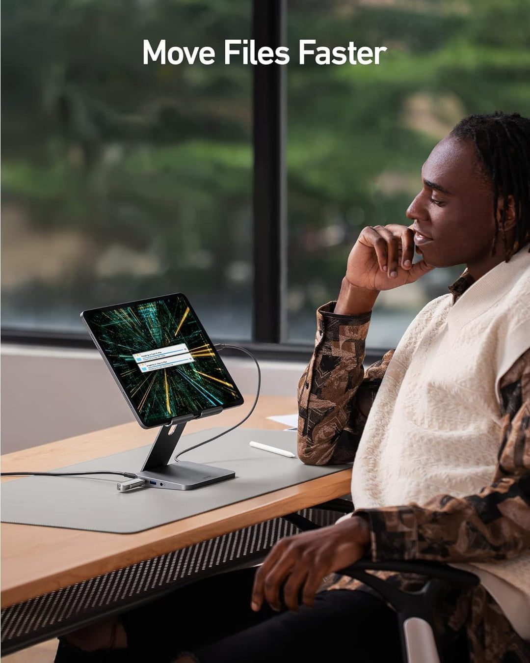 Anker , 551 USB-C Hub (8-In-1), with Foldable Tablet Stand, Dock, 4K HDMI, 2 USB-A Data Ports, for Ipad Pro 5Th Gen / Ipad Air 5Th Gen/Ipad Mini 6Th and Later (Silver)