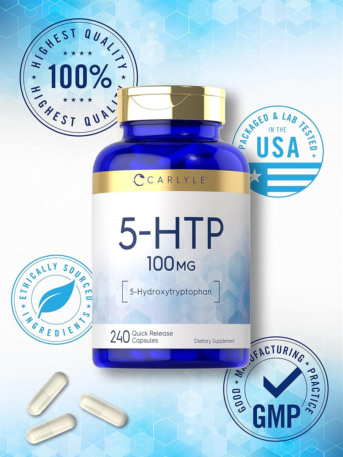 Carlyle 5HTP | 100Mg | 240 Capsules | 5 Hydroxtryptophan | Non-Gmo & Gluten Free Supplement