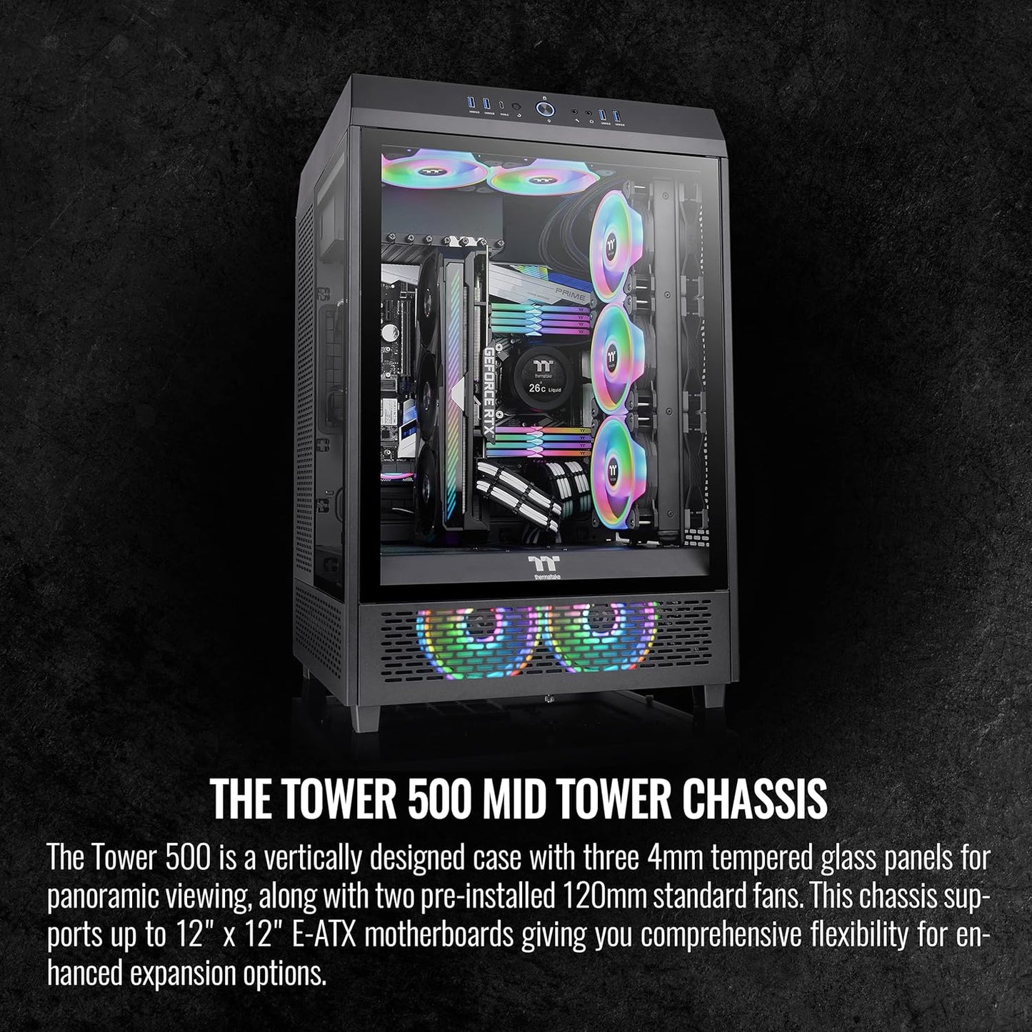 Thermaltake Tower 500 Vertical Mid-Tower Computer Chassis Supports E-ATX CA-1X1-00M1WN-00