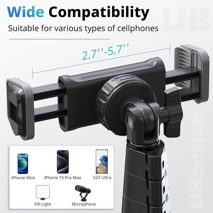 Ubeesize 67" Phone Tripod & Selfie Stick, Camera Tripods Stand with Wireless Remote and Phone Holder,Compatible with Iphone Android Phone, Perfect for Selfies/Video Recording/Live Streaming Black