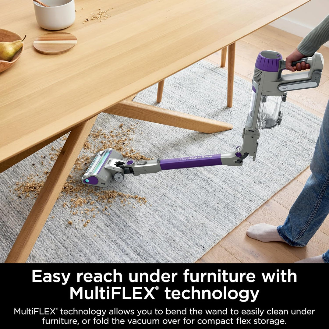 Shark Cordless Vacuum Cleaner with HEPA Filter, Powerdetect Clean & Empty, Powerful Suction, Portable, Rechargeable, Lightweight Stick Vacuum for Pet Hair, Carpets & Hardfloor, Grey/Purple, IP1251
