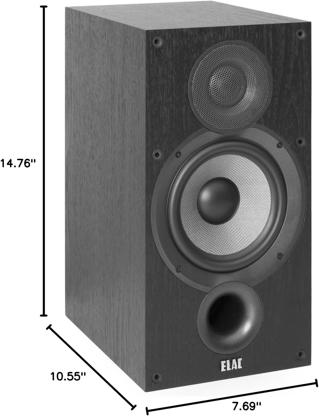 ELAC Debut 2.0 B6.2 Bookshelf Speakers, Black (Pair) - 1” Cloth Dome Tweeter & 6.5” Aramid Fiber Woofer - 2-Way Bass Reflex - up to 35,000 Hz Response