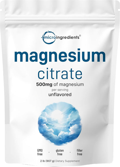 Pure Magnesium Citrate Powder (Citrato De Magnesio En Polvo), 2 Pounds (32 Ounce), Pure and Filler Free, Relaxation and Nutrient Utilization, Vegan