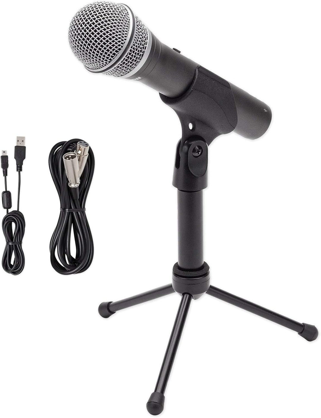 Samson Technologies Q2U USB/XLR Dynamic Microphone Recording and Podcasting Pack (Includes Mic Clip, Desktop Stand, Windscreen and Cables), Silver