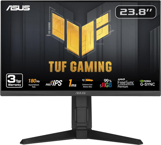 ASUS TUF Gaming 24” (23.8” Viewable) 1080P Monitor (VG249QL3A) - Full HD, 180Hz, 1Ms, Fast IPS, ELMB, Freesync Premium, G-SYNC Compatible, Speakers, Displayport, Height Adjustable, 3 Year Warranty