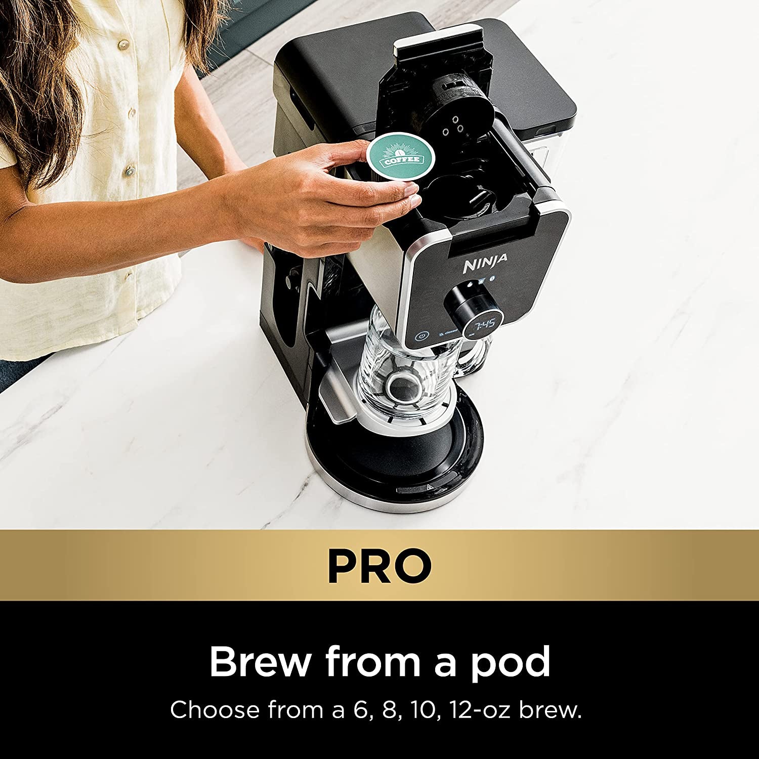 Ninja Hot and Iced Coffee Maker, Single Serve Coffee Maker and Drip Coffee Machine, Dualbrew Pro Specialty 12-Cup with K-Cup Combo, Includes Permanent Filter, CFP307