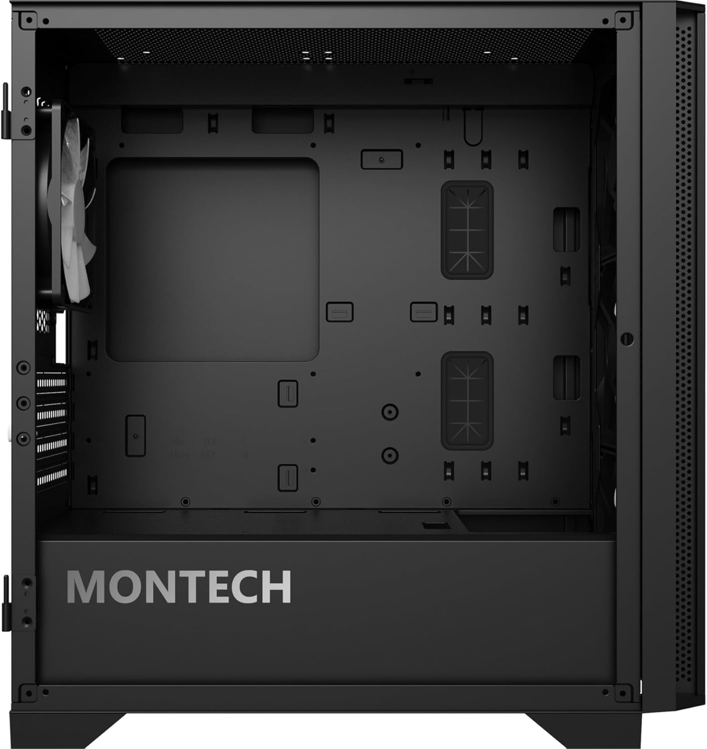 Montech AIR 100 ARGB Micro-Atx Tower with Four ARGB Fans Pre Installed, Ultra-Minimalist Design, Fine Mesh Front Panel, High Airflow, Unique Side Swivel Tempered Glass, Black