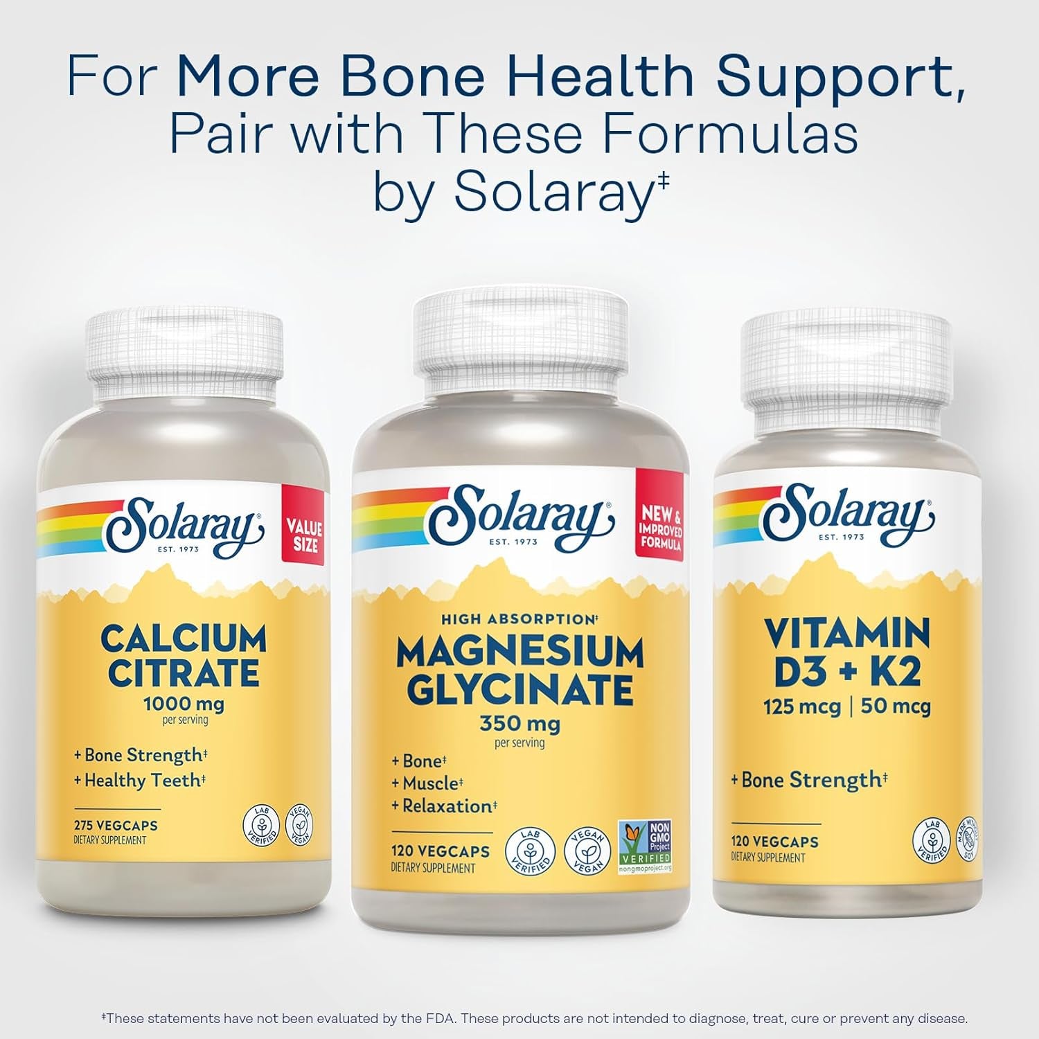 SOLARAY Magnesium Glycinate Capsules, Chelated Magnesium Bisglycinate W/Bioperine, Higher Absorption Magnesium Supplement - Bones, Muscles, Heart Support, Vegan, 275 Count (30 Servings, 120 Vegcaps)