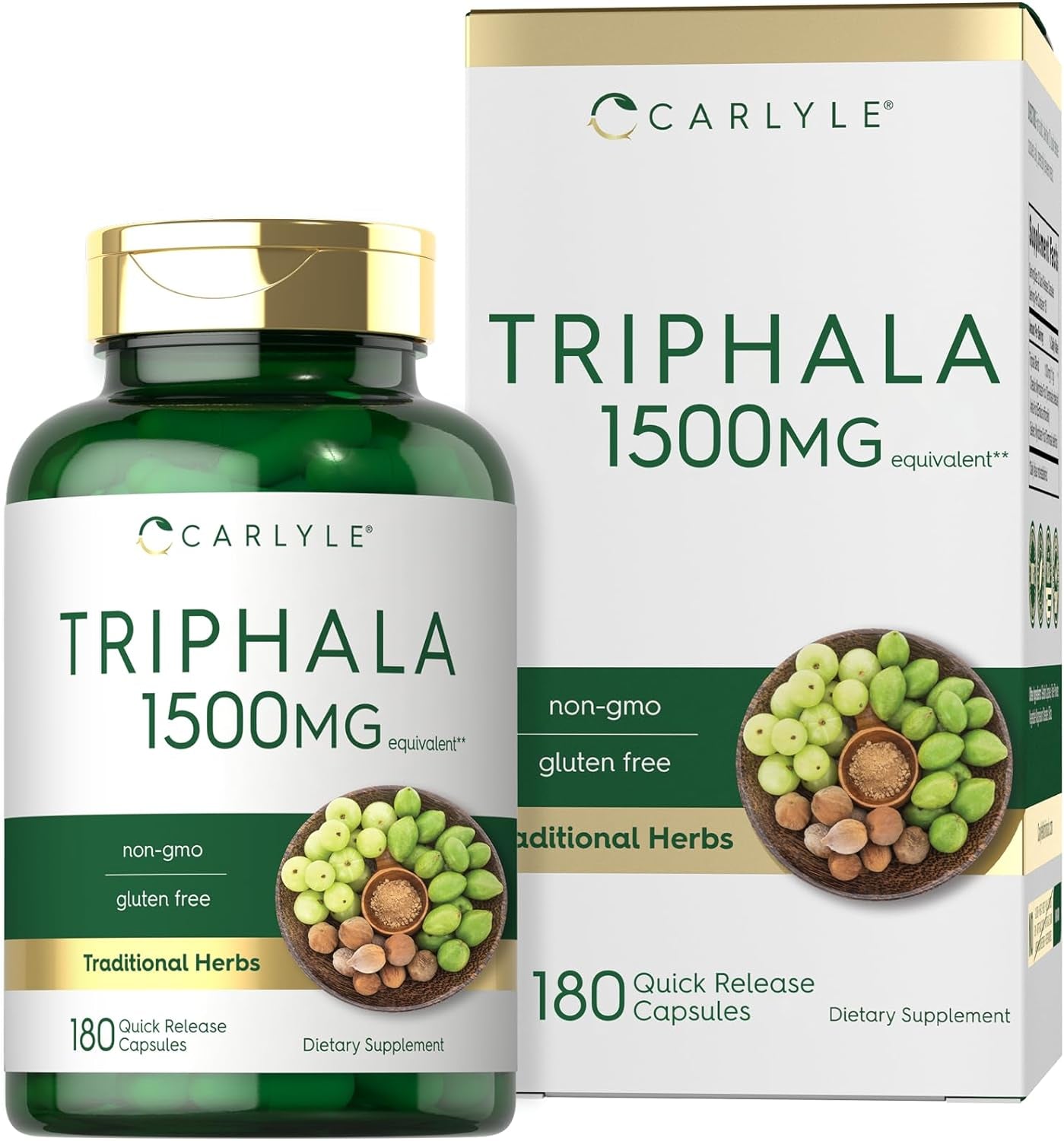 Carlyle Triphala Capsules | 1500Mg | 180 Count Supplement | Non-Gmo and Gluten Free