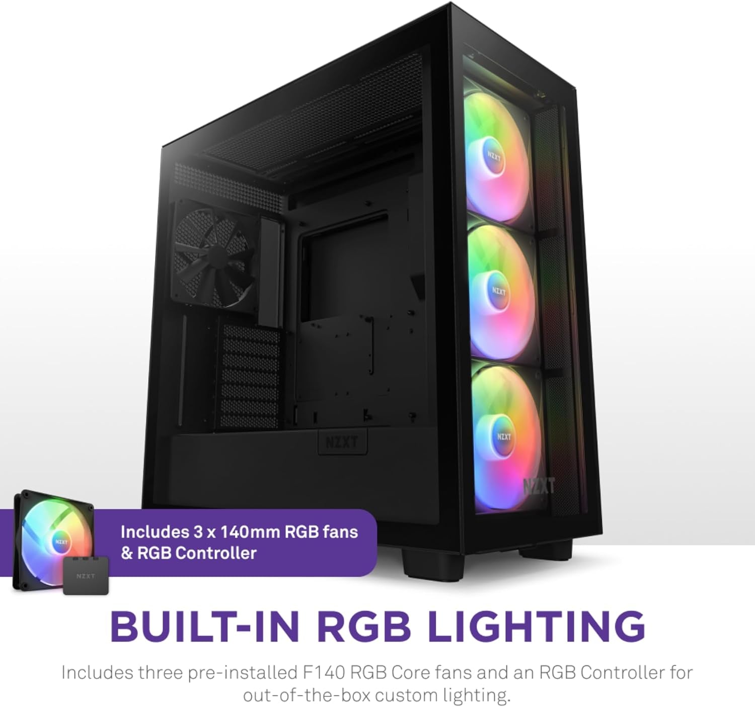 NZXT H7 Elite - CM-H71EB-02 - ATX Mid Tower PC Gaming Case - Front I/O USB Type-C Port - Quick-Release Tempered Glass Side Panel - Black (2023)