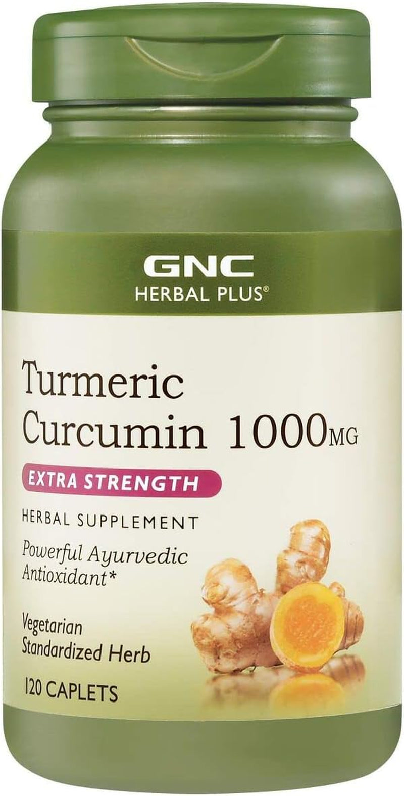 GNC Herbal plus Turmeric Curcumin 1000Mg Extra Strength, 120 Caplets, Provides Antioxidant Support