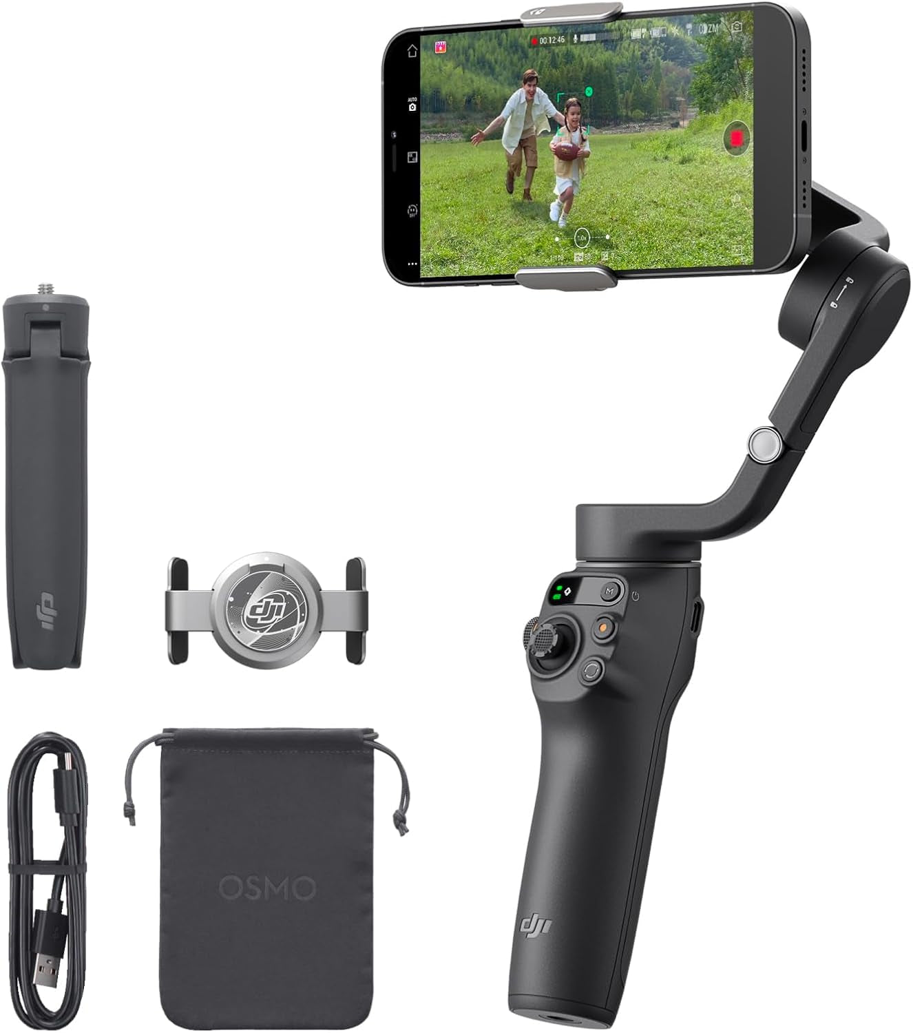 DJI Osmo Mobile 6 Gimbal Stabilizer for Smartphones, 3-Axis Phone Gimbal, Built-In Extension Rod, Object Tracking, Portable and Foldable, Vlogging Stabilizer, Youtube Tiktok, Slate Gray