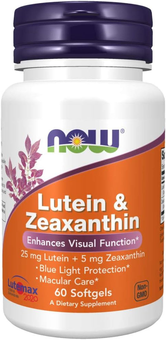 NOW Foods Supplements, Lutein & Zeaxanthin with 25 Mg Lutein and 5 Mg Zeaxanthin, 60 Softgels