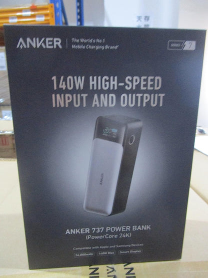 Anker 737 Power Bank, 24,000Mah 3-Port Laptop Portable Charger with 140W Output, Smart Digital Display, Compatible with Iphone 16/15/14/13 Series, Vision Pro, Samsung, Macbook, Dell, Airpods, and More