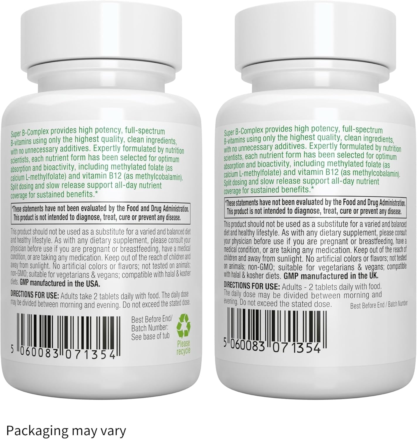 Super B-Complex – Methylated B Vitamins, MTHFR Supplement with Methylfolate & B12 Methylcobalamin, Sustained Release, Clean Label, Vegan, Lab Verified, 180 Small Tablets by Igennus