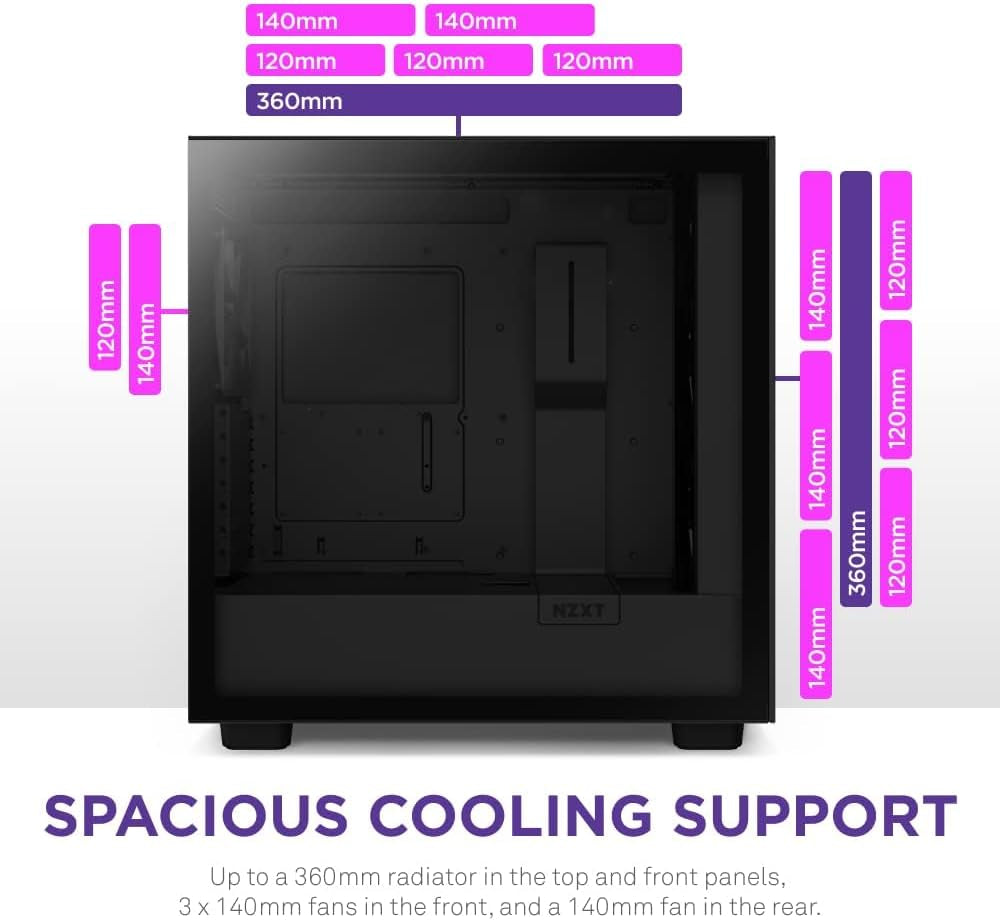 NZXT H7 Elite - CM-H71EB-02 - ATX Mid Tower PC Gaming Case - Front I/O USB Type-C Port - Quick-Release Tempered Glass Side Panel - Black (2023)