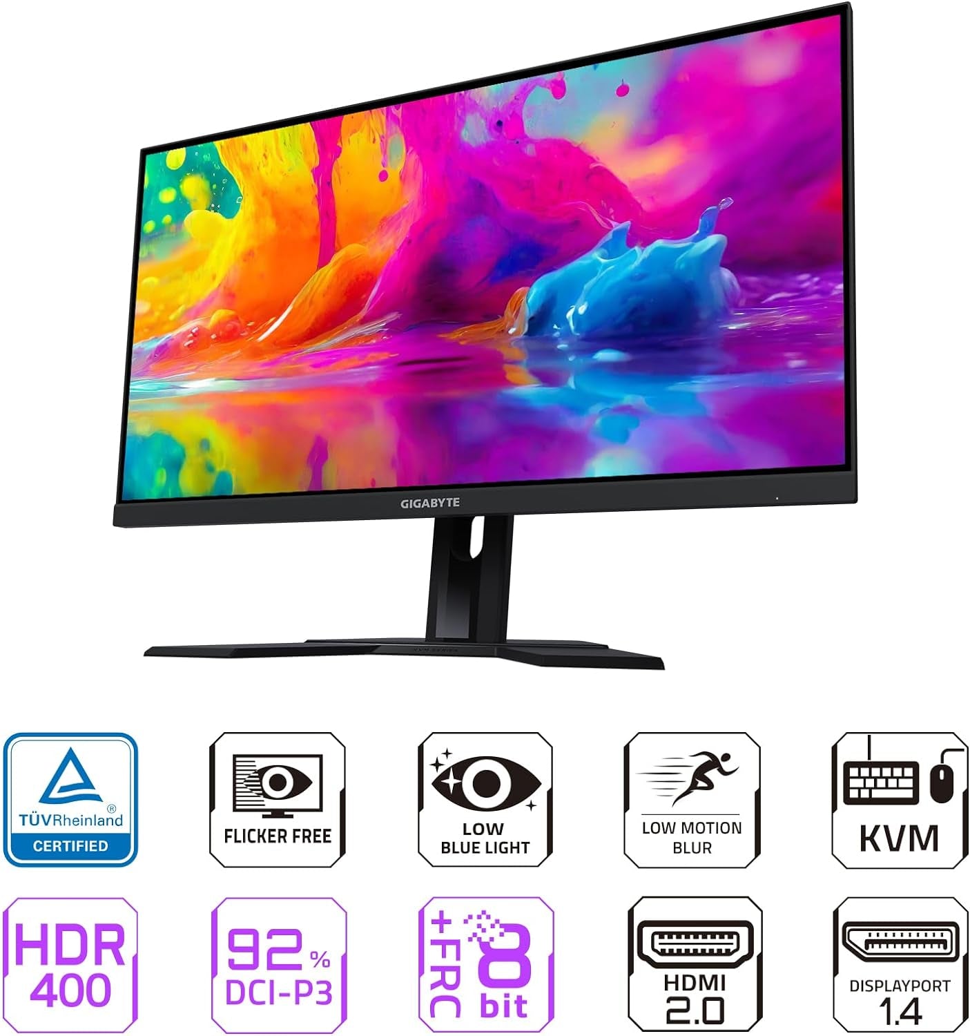 GIGABYTE M27Q 27" 165Hz 1440P -KVM Gaming Monitor, 2560 X 1440 SS IPS Display, 0.5Ms (MPRT) Response Time, 92% DCI-P3, HDR Ready, Freesync Premium, 1X Display Port 1.2, 2X HDMI 2.0, 2X USB 3.0