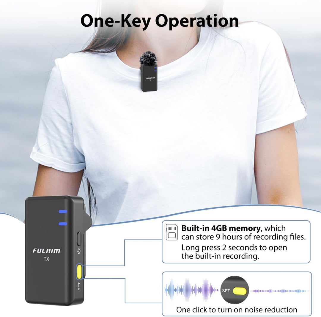 FULAIM X5M Wireless Lavalier Microphone System, Lavalier Lapel Mic with 18H Battery Life Charging Case for DSLR Cameras/Iphone/Android/Live Streaming