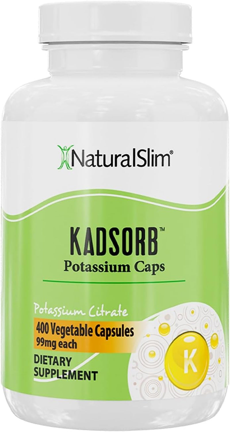 Naturalslim Kadsorb Natural Potassium Citrate - Supports Electrolyte Balance & Normal PH, Non-Gmo & Gluten-Free, Absorbable Potassium Supplement with Essential Minerals - 99 Mg 400 Capsules (Solo)