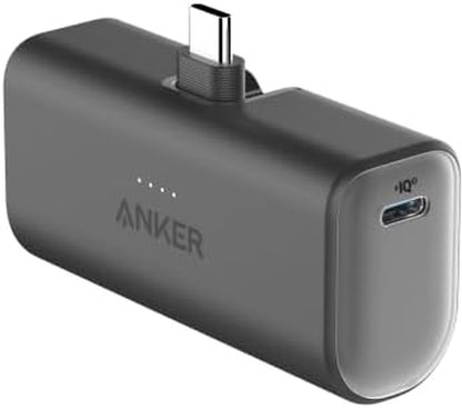 Anker Nano Power Bank with Built-In USB-C Connector, 5,000Mah Portable Charger 22.5W, for Iphone 16/15 Series, Samsung, Ipad Pro/Air, and More