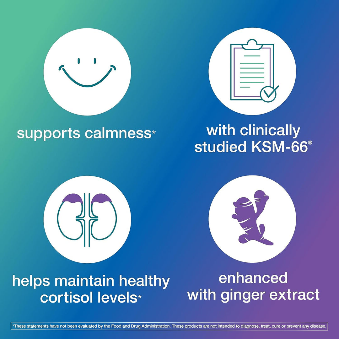 Youtheory Ashwagandha + GABA - 1,000 Mg Ashwagandha & 100 Mg GABA - Cortisol, Stress & Memory Support Supplement - 60 Vegetarian Capsules