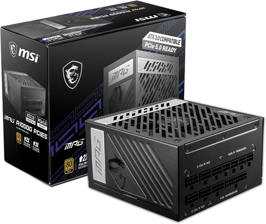 MSI MPG A1000G PCIE 5 & ATX 3.0 Gaming Power Supply - Full Modular - 80 plus Gold Certified 1000W - 100% Japanese 105°C Capacitors - Compact Size - ATX PSU