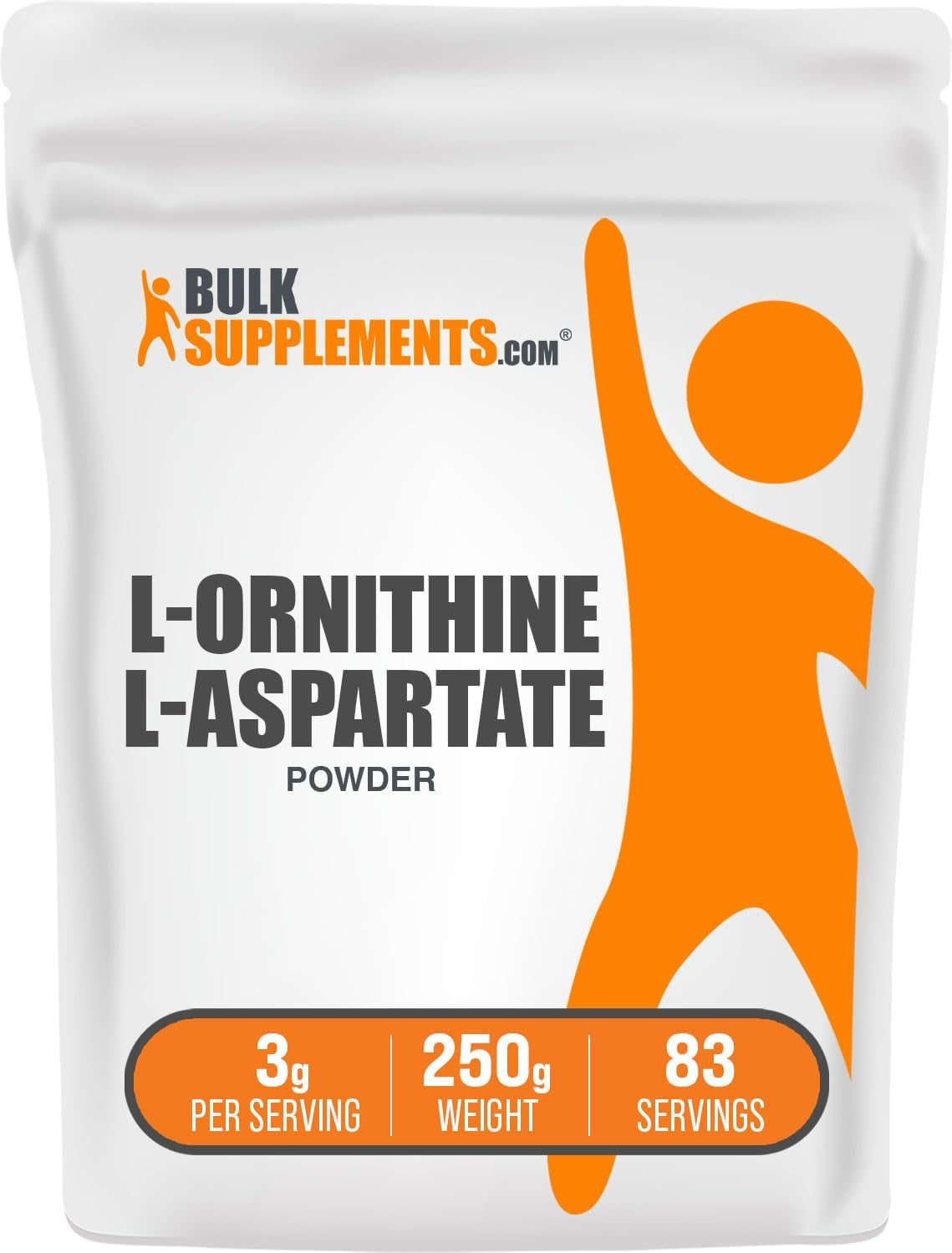 Bulksupplements.Com L-Ornithine L-Aspartate Powder - Ornithine Supplement, Ornithine Powder - Amino Acid Supplement, Gluten Free, 3G per Serving, 250G (8.8 Oz) (Pack of 1)