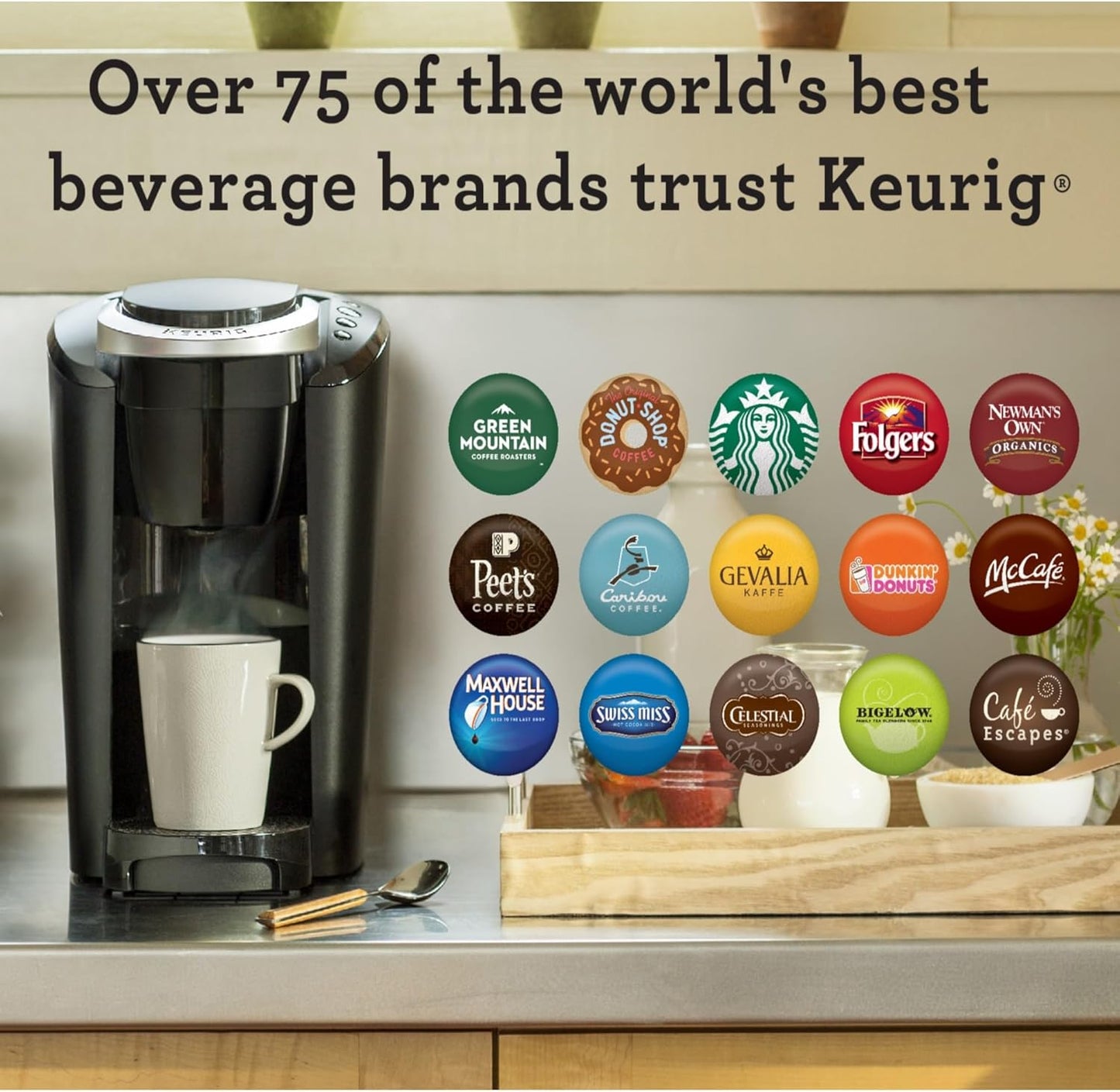 Keurig K-Compact Single-Serve K-Cup Pod Coffee Maker, with 3 Brew Sizes, Smart Start Feature, 36Oz Removable Reservoir, Black