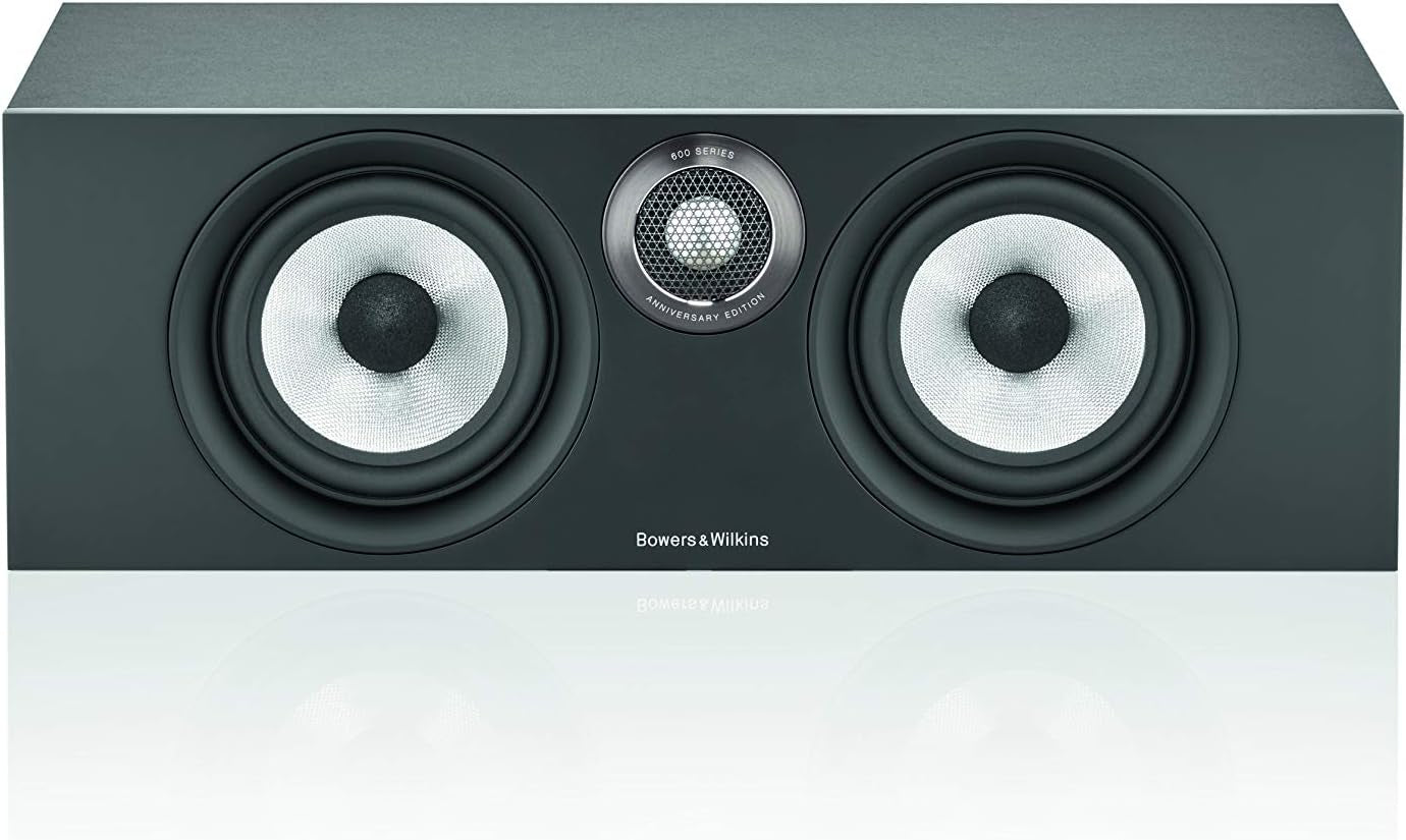 Bowers & Wilkins HTM6 S2 Center Channel Speaker - Anniversary Edition Loudspeaker, Twin Continuum Cone Bass/Midrange Drivers with Flowport Technology, Decoupled Double Dome Aluminum Tweeter, Black