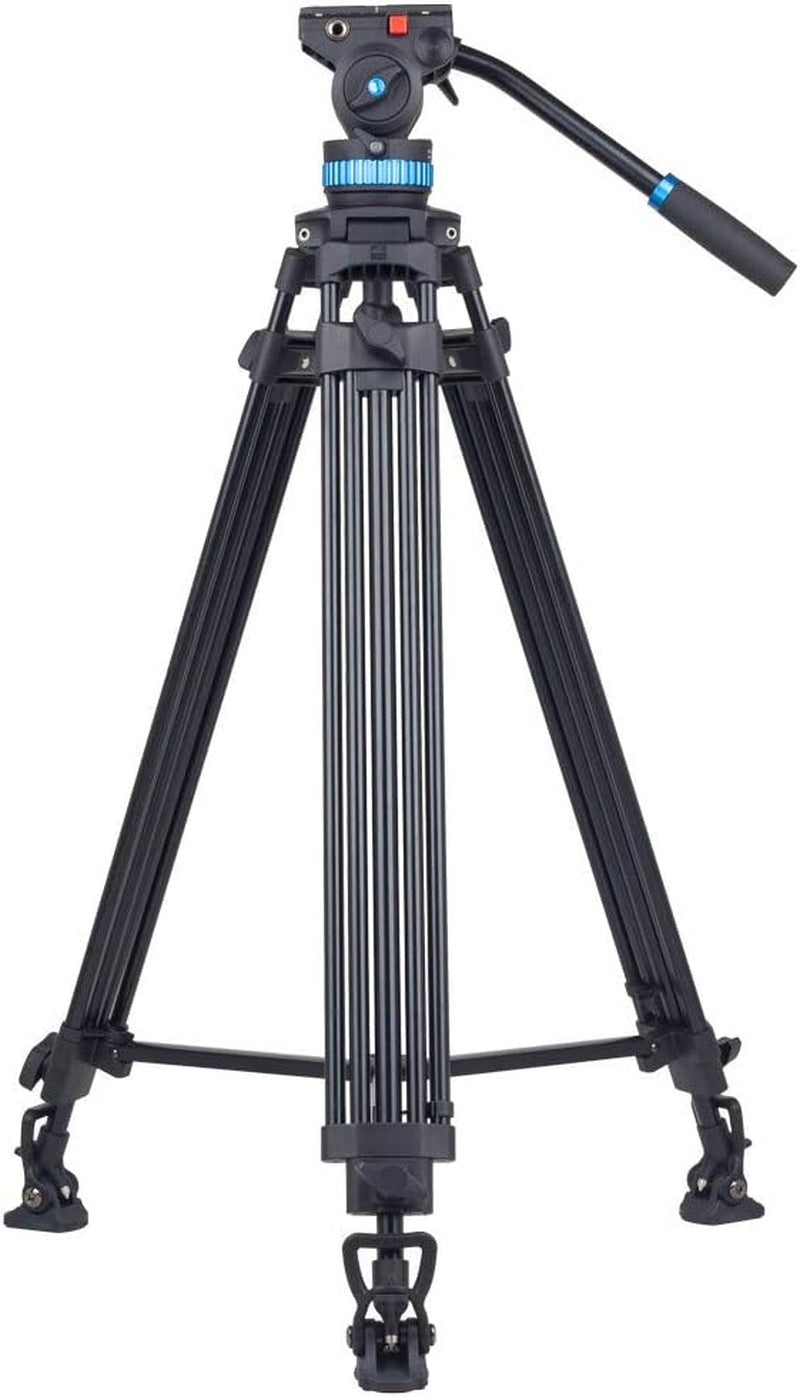 SIRUI AM-25S Video Tripod, 74.8" Professional Heavy Duty Tripod with Adjustable Damping Fluid Head for Camcorder, Cameras, DSLR, 360° Pan & +90°/-75° Tilt, Quick Release Plate, Max Load 22.0Lb