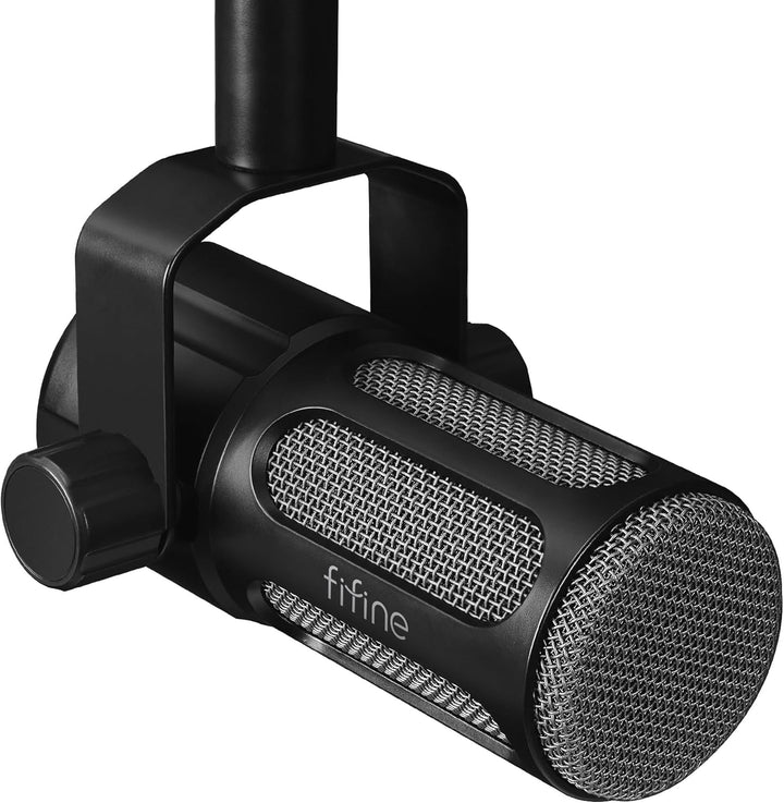 FIFINE XLR Dynamic Microphone, Studio Vocal Mic for Recording, All Metal XLR Podcast Microphone with Mid-Boost, Low-Cut Filter for Voice-Over, Compatible with Mixer/Audio Interface-Amplitank TANK1
