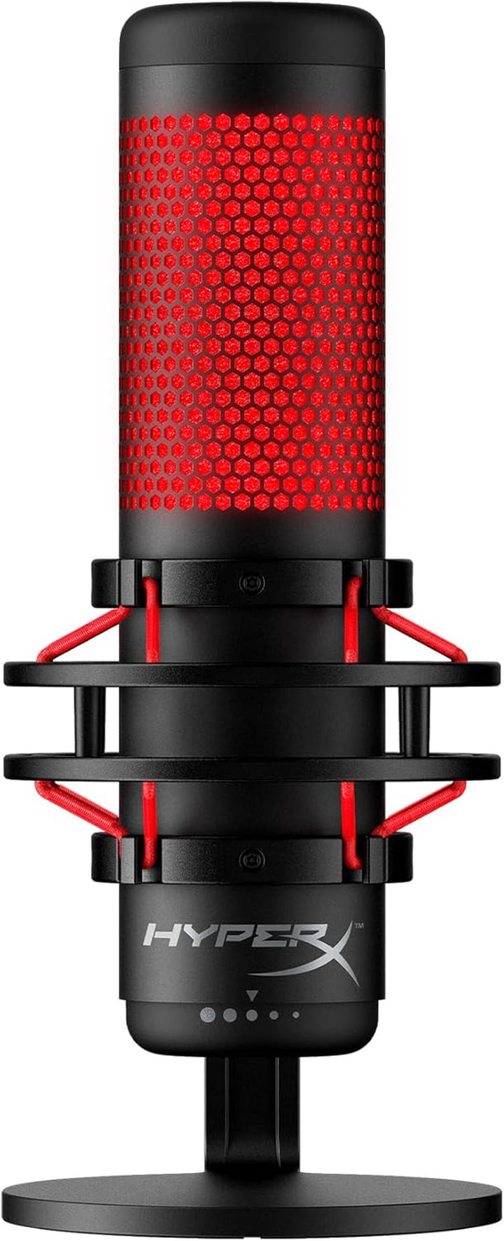 Hyperx Quadcast - USB Condenser Gaming Microphone, for PC, PS4, PS5 and Mac, Anti-Vibration Shock Mount, Four Polar Patterns, Pop Filter, Gain Control, Podcasts, Twitch, Youtube, Discord, Red LED
