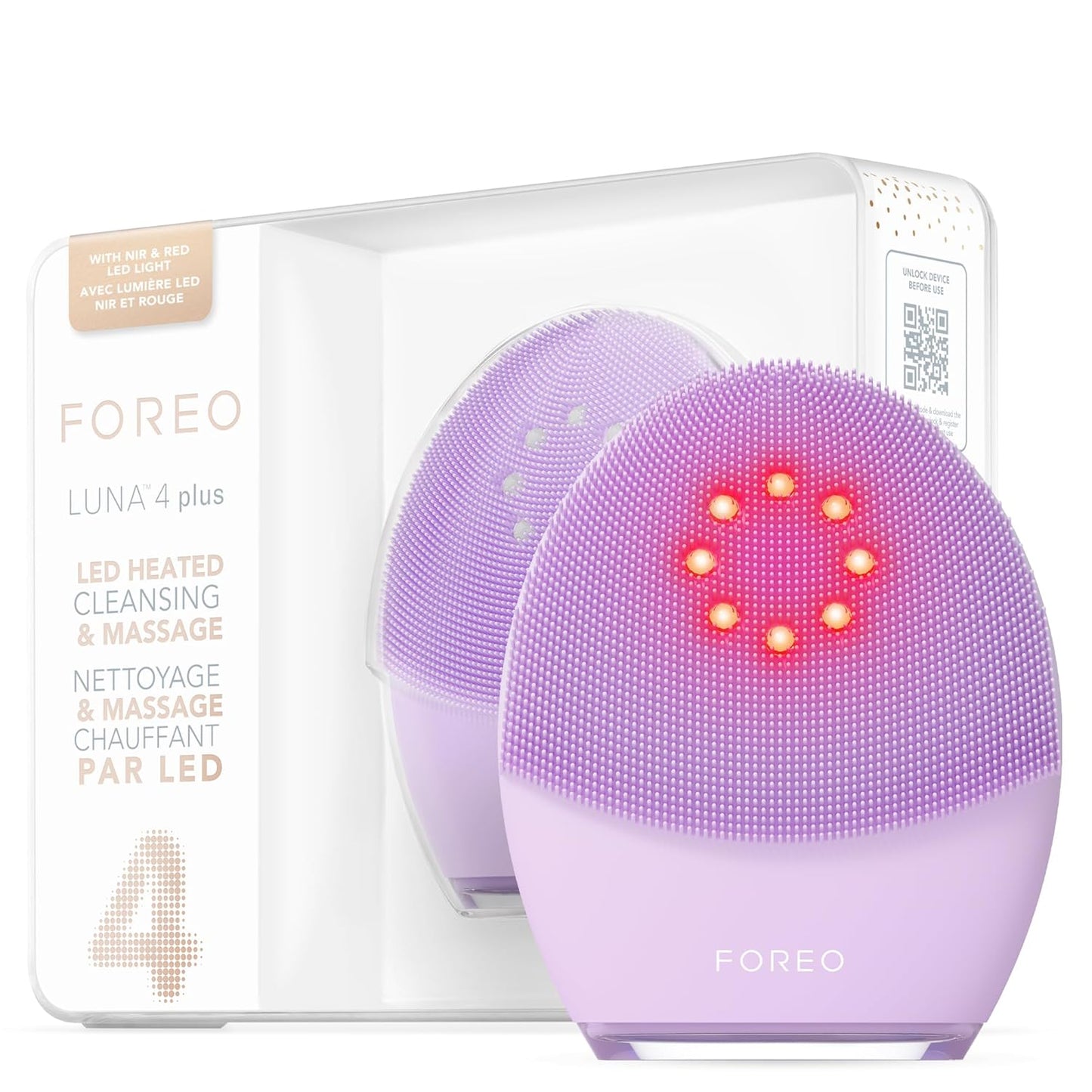 FOREO Luna 4 plus Facial Cleansing Brush | near Infrared Light Therapy + LED Red Light Therapy Deep Thermo Cleansing Facial | anti Aging Microcurrent Facial Device | Normal Skin