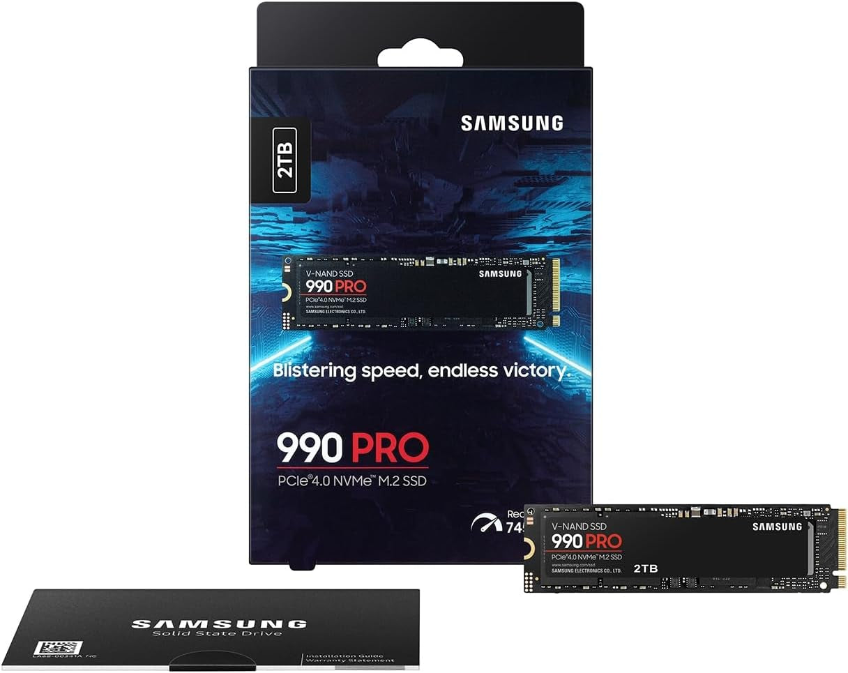 SAMSUNG 990 PRO SSD Nvme M.2 Pcie Gen4, M.2 2280 Internal Solid State Hard Drive, Seq. Read Speeds up to 7,450 Mb/S for High End Computing, Gaming, and Heavy Duty Workstations, MZ-V9P2T0B/AM