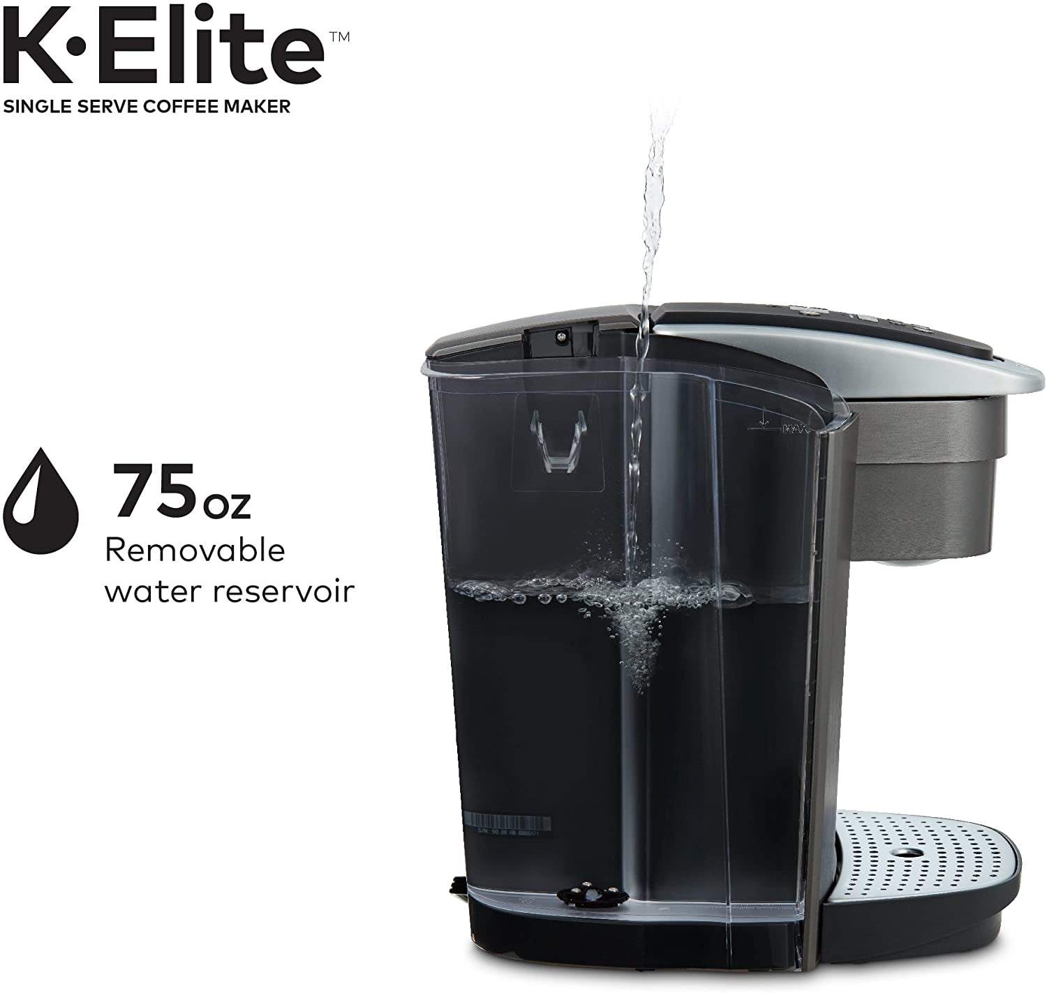 Keurig K-Elite Single Serve K-Cup Pod Coffee Maker, with Strength and Temperature Control, Iced Coffee Capability, 8 to 12Oz Brew Size, Programmable, Brushed Slate