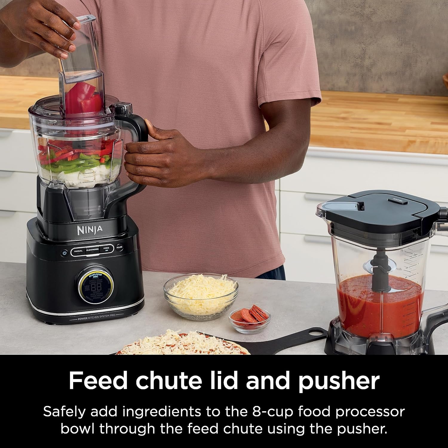 Ninja TB401 Detect Kitchen System Power Blender + Processor Pro, Blendsense Technology, Blender, Chopping & Smoothies, 1800 Peak Watts, 72 Oz. Pitcher, 64 Oz. Food Processor, 24 Oz. To-Go Cup, Black